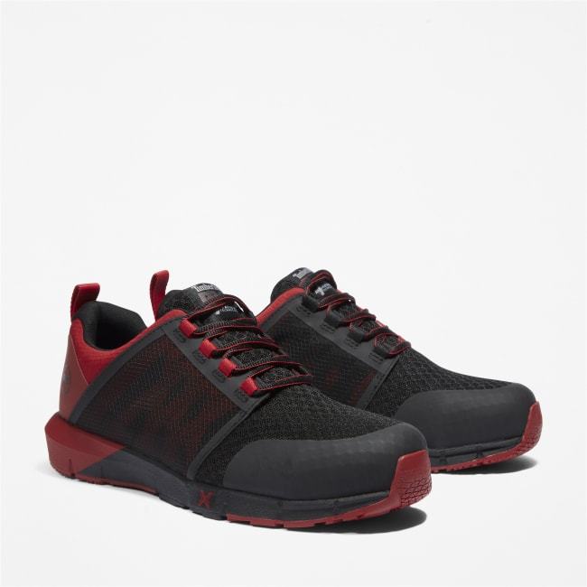 Radius Alloy-Toe Work Shoe for Men in Black and Red