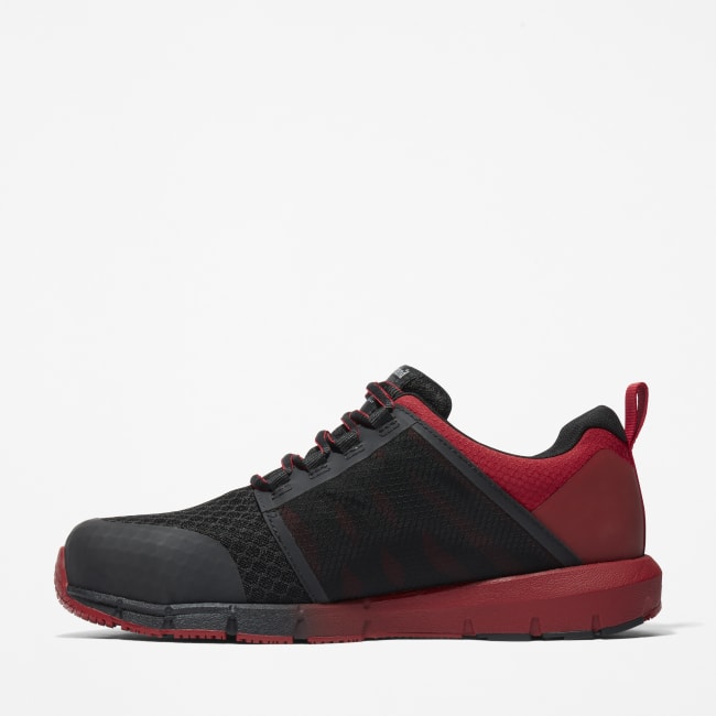 Radius Alloy-Toe Work Shoe for Men in Black and Red