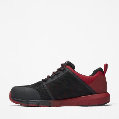 Radius Alloy-Toe Work Shoe for Men in Black and Red