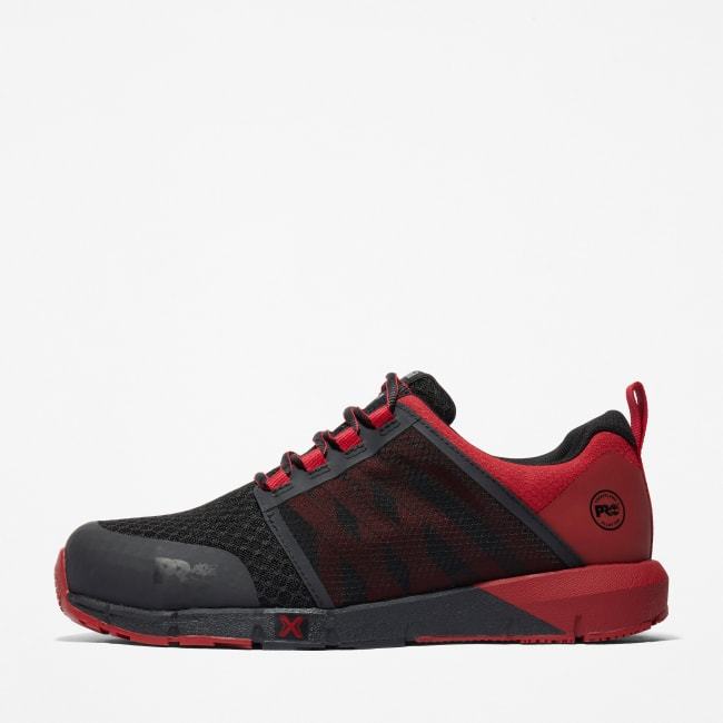 Radius Alloy-Toe Work Shoe for Men in Black and Red