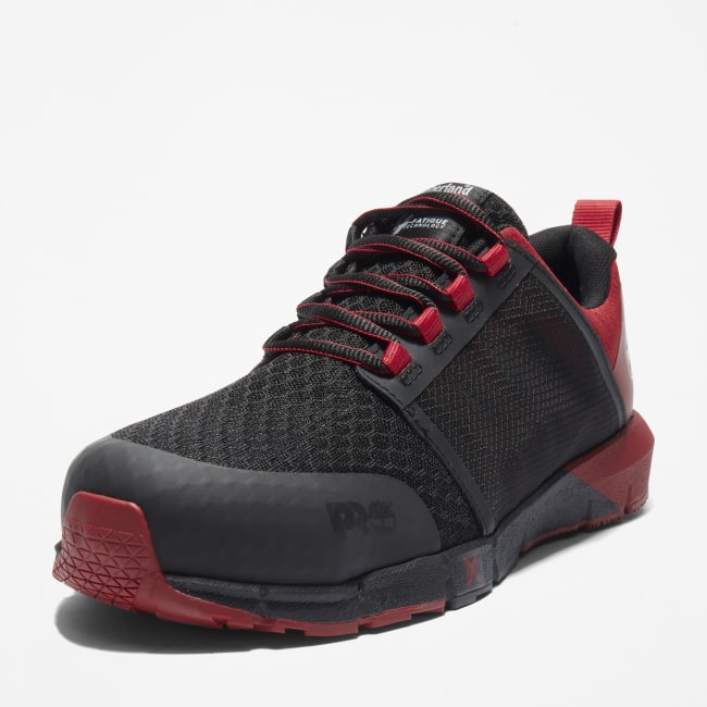 Radius Alloy-Toe Work Shoe for Men in Black and Red