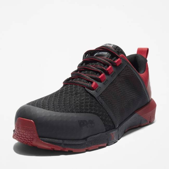 Radius Alloy-Toe Work Shoe for Men in Black and Red