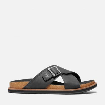 Amalfi Vibes Cross Strap Sandal for Men in Black