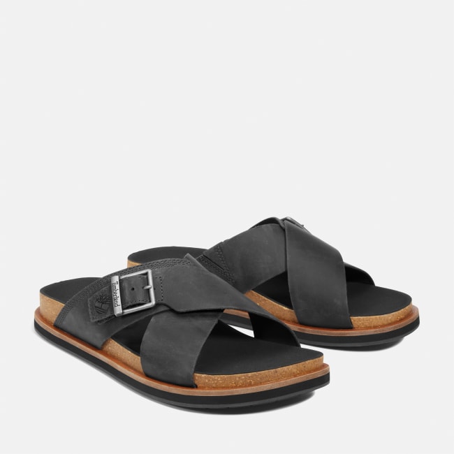 Amalfi Vibes Cross Strap Sandal for Men in Black