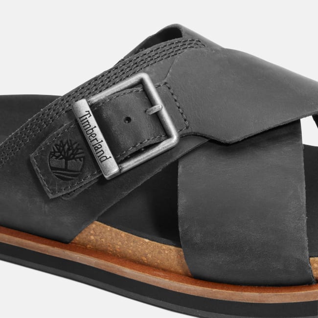 Amalfi Vibes Cross Strap Sandal for Men in Black