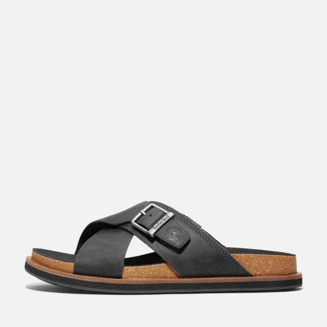 Amalfi Vibes Cross Strap Sandal for Men in Black