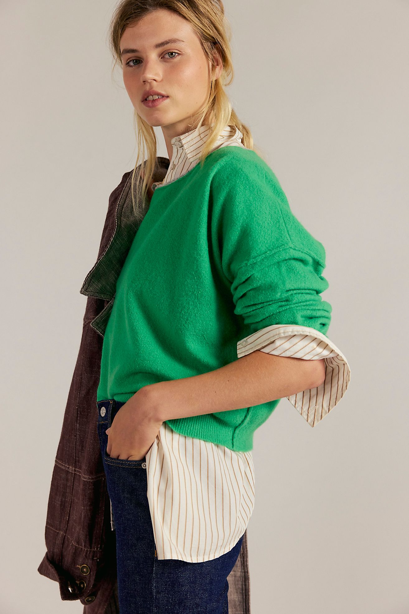 Soft Spun Pullover - Bright Green Combo