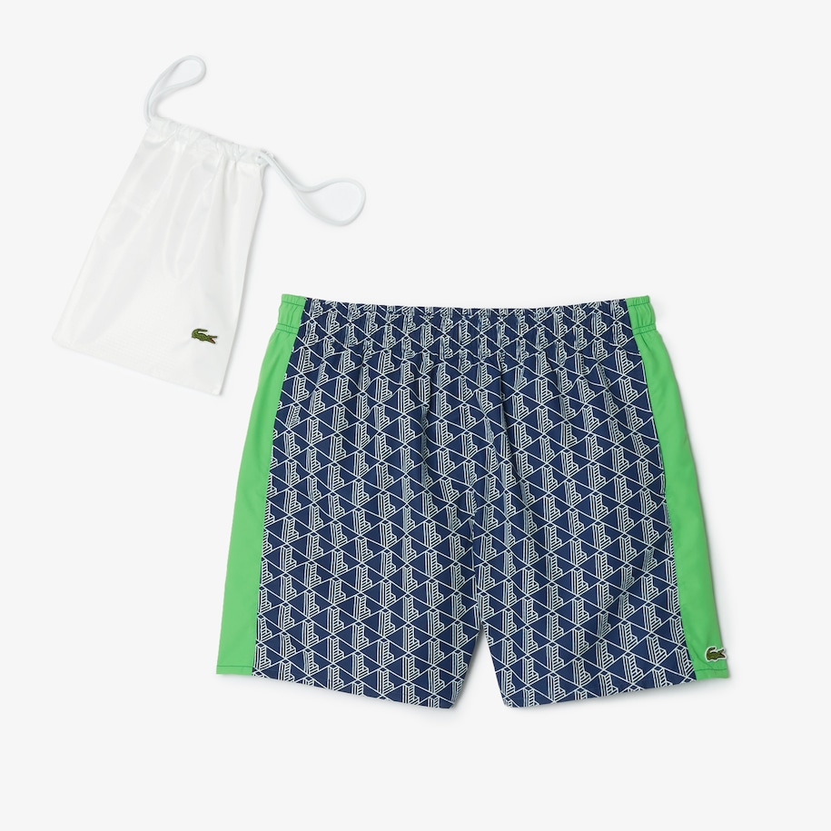 SHORT DE BAIN MI-LONG IMPRIMÉ MONOGRAMME