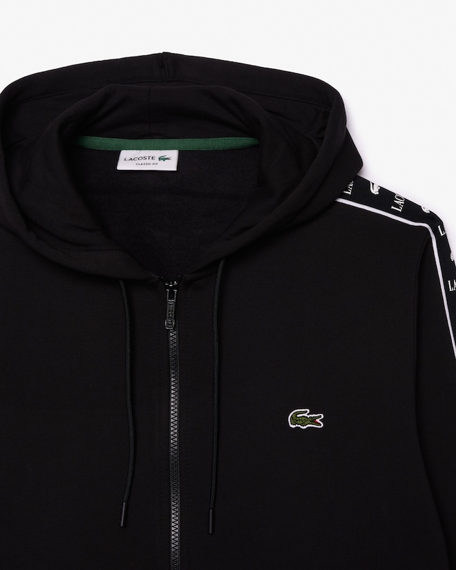 Sweatshirt zippé à capuche bandes siglées - Noir