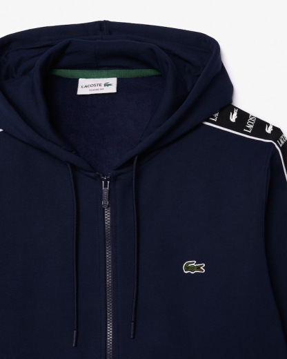 Sweatshirt zippé à capuche bandes siglées - Bleu nuit