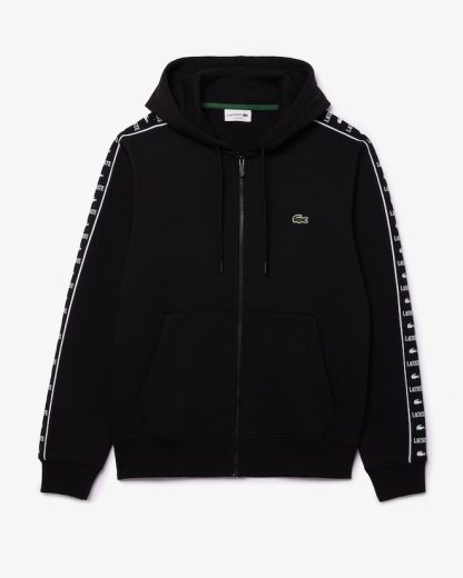 Sweatshirt zippé à capuche bandes siglées - Noir