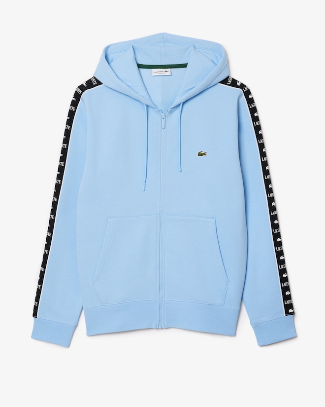 Sweatshirt zippé à capuche bandes siglées - Bleu pastel