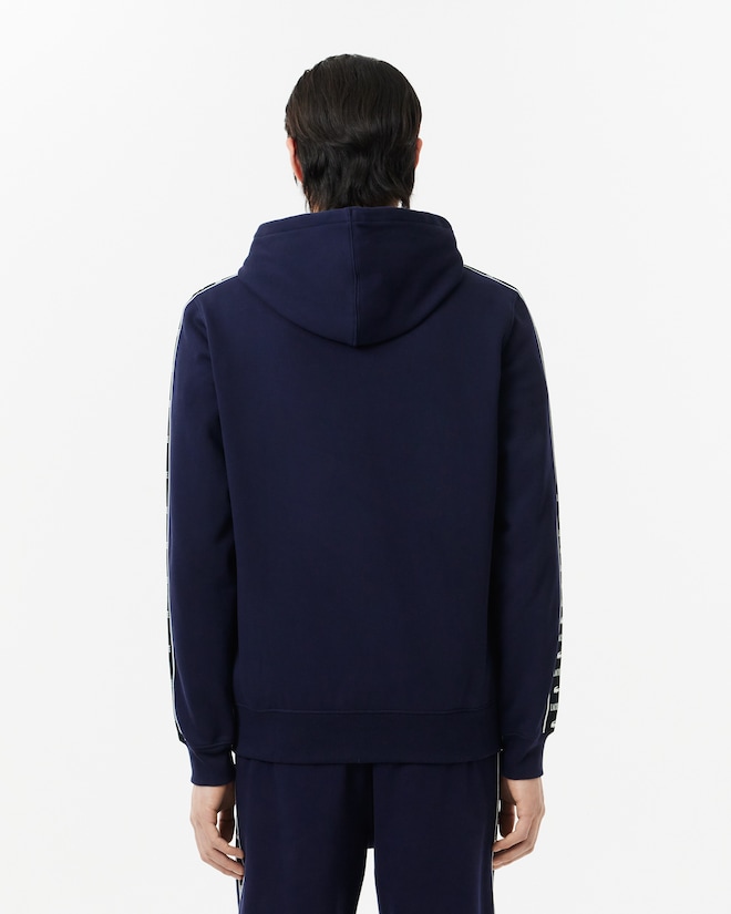 Sweatshirt zippé à capuche bandes siglées - Bleu nuit