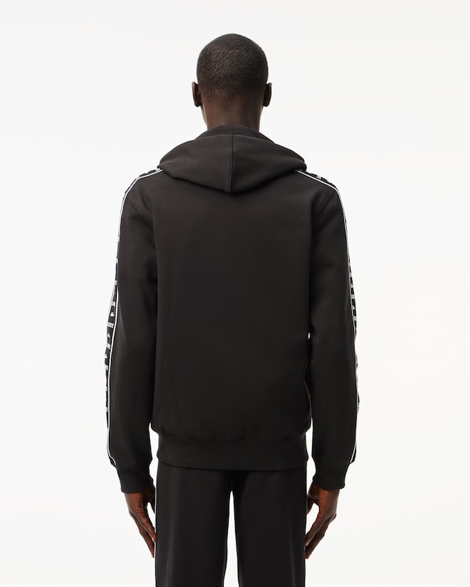 Sweatshirt zippé à capuche bandes siglées - Noir