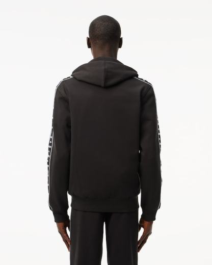 Sweatshirt zippé à capuche bandes siglées - Noir