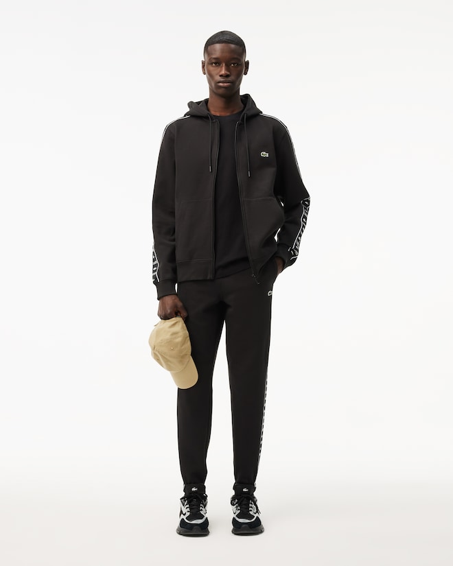 Sweatshirt zippé à capuche bandes siglées - Noir
