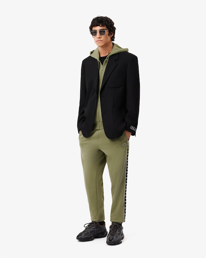 Sweatshirt zippé à capuche bandes siglées - Vert kaki