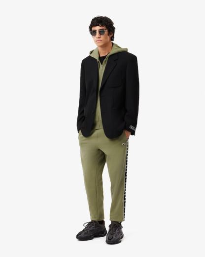Sweatshirt zippé à capuche bandes siglées - Vert kaki