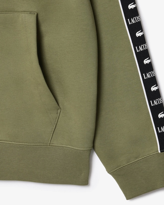 Sweatshirt zippé à capuche bandes siglées - Vert kaki