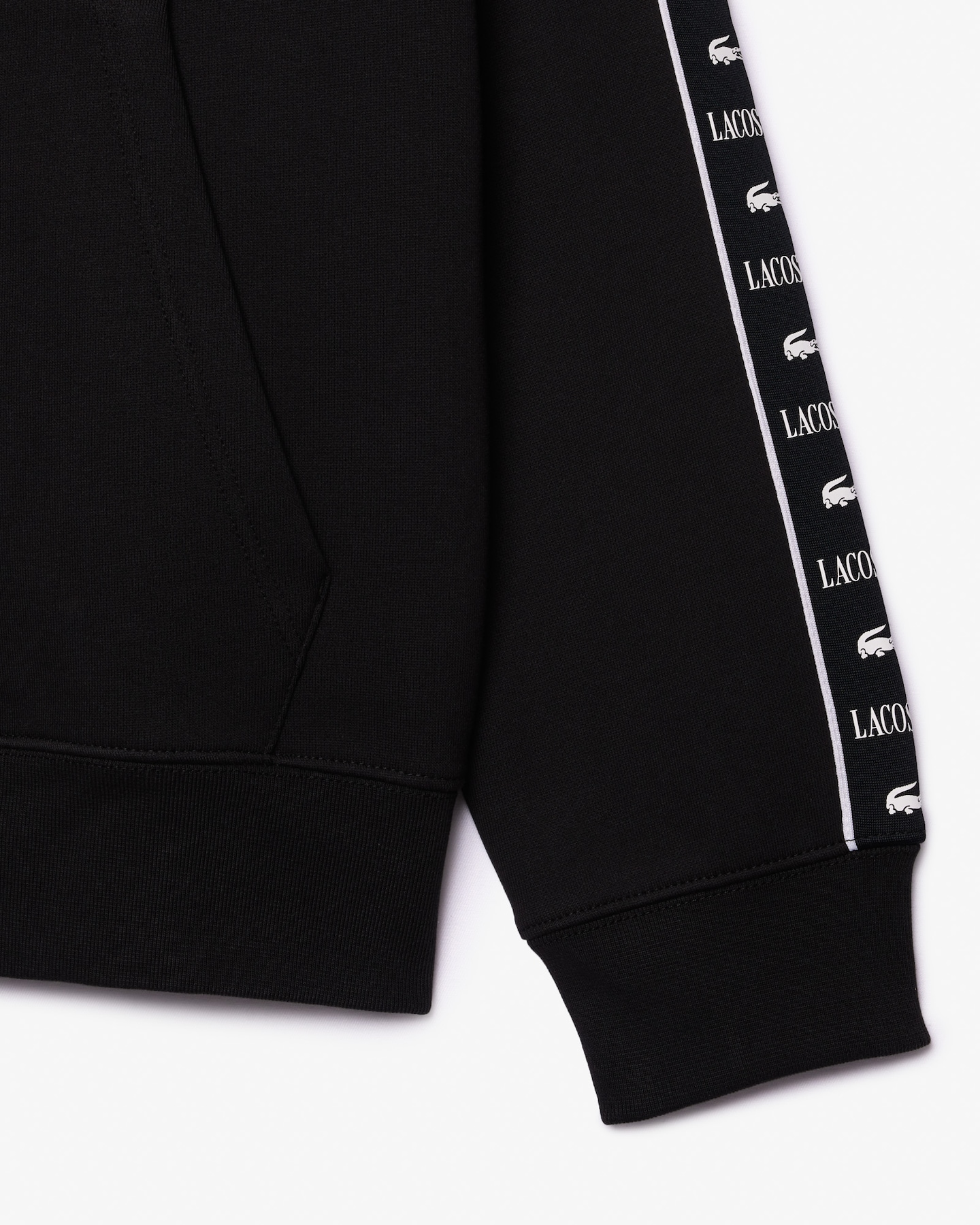 Sweatshirt zippé à capuche bandes siglées - Noir