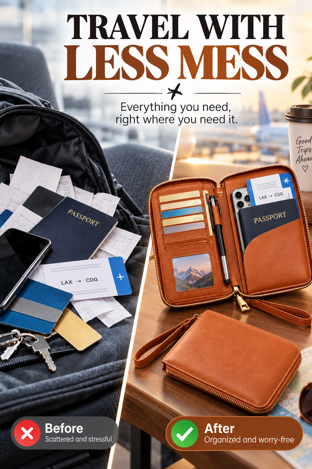 Loose storage compared with an organized passport wallet