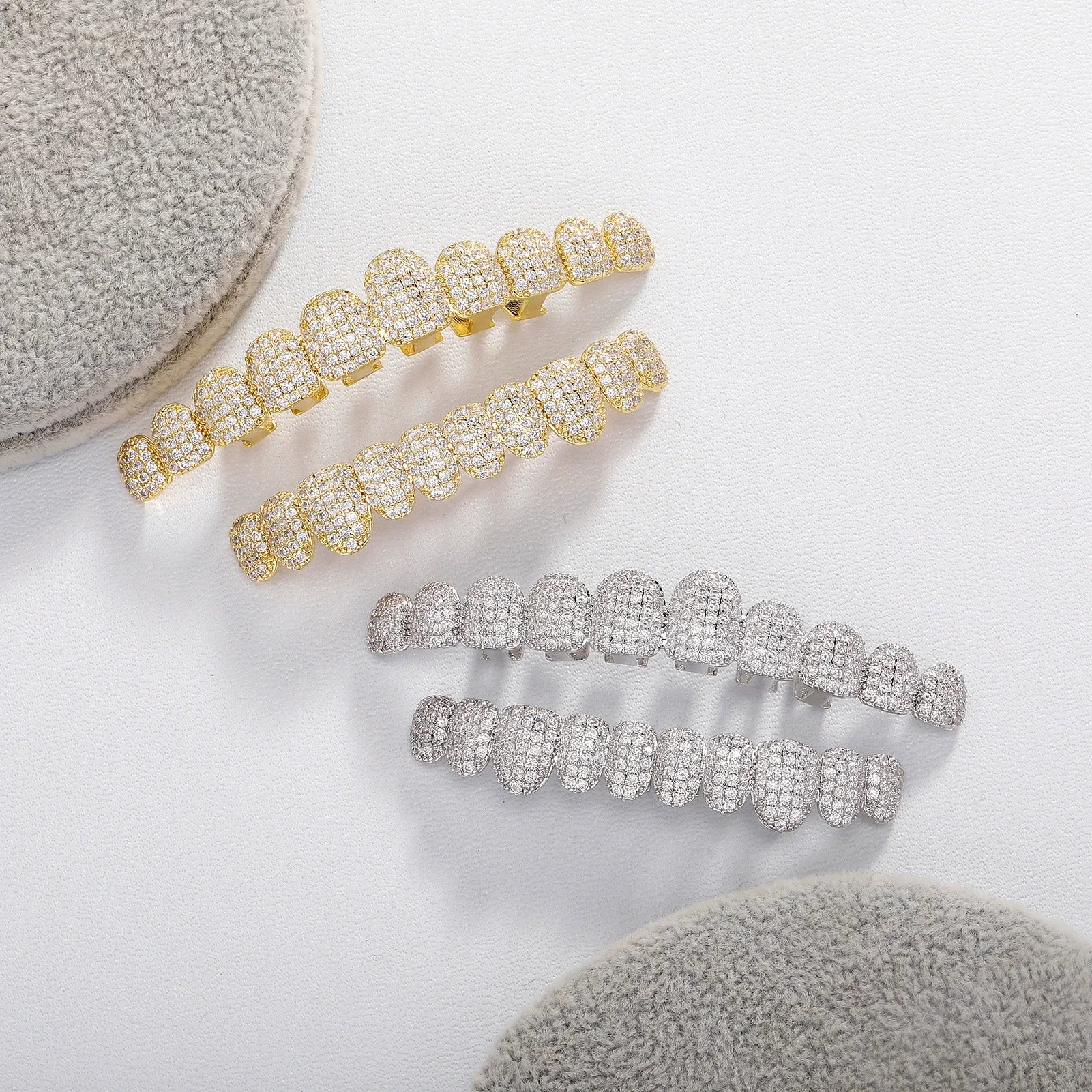 HIP HOP DIAMOND GRILLZ - Full diamond crusted grillz for maximum shine