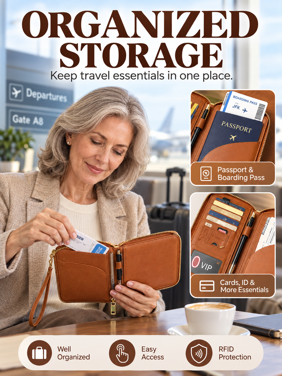 Organized passport and card storage