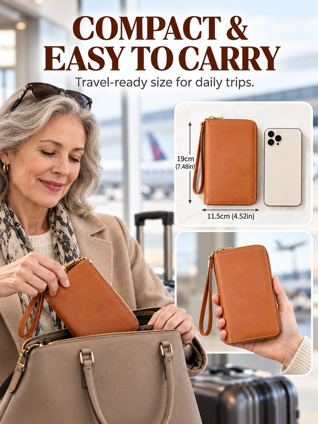 Compact travel wallet dimensions