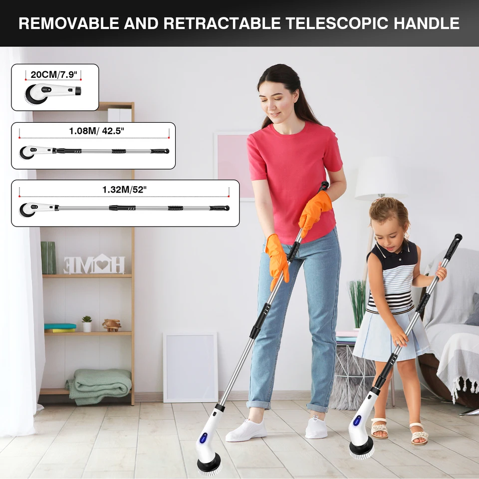 Cordless Electric Cleaning Brush 10-in-1 Multifunctional Spin Scrubber Kitchen Bathroom Cleaning Brush Rotary Cleaner