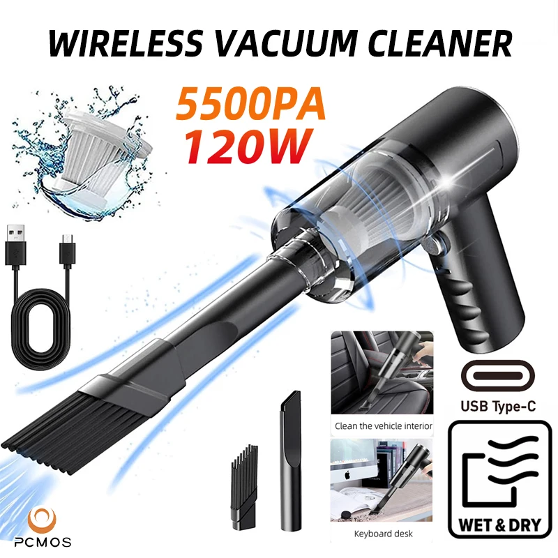 Wireless Vacuum Cleaner Dual Use for Home and Car 120W High Power Powerful Vacuum Cleaner