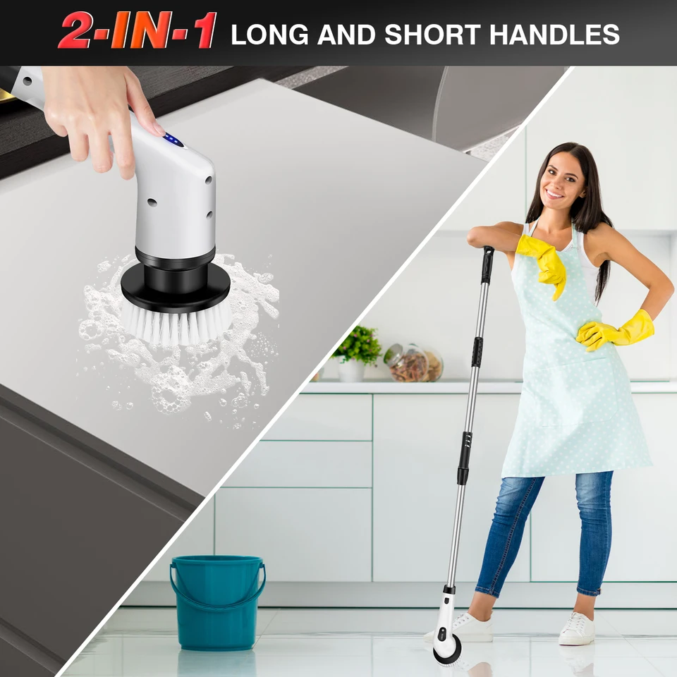 Cordless Electric Cleaning Brush 10-in-1 Multifunctional Spin Scrubber Kitchen Bathroom Cleaning Brush Rotary Cleaner
