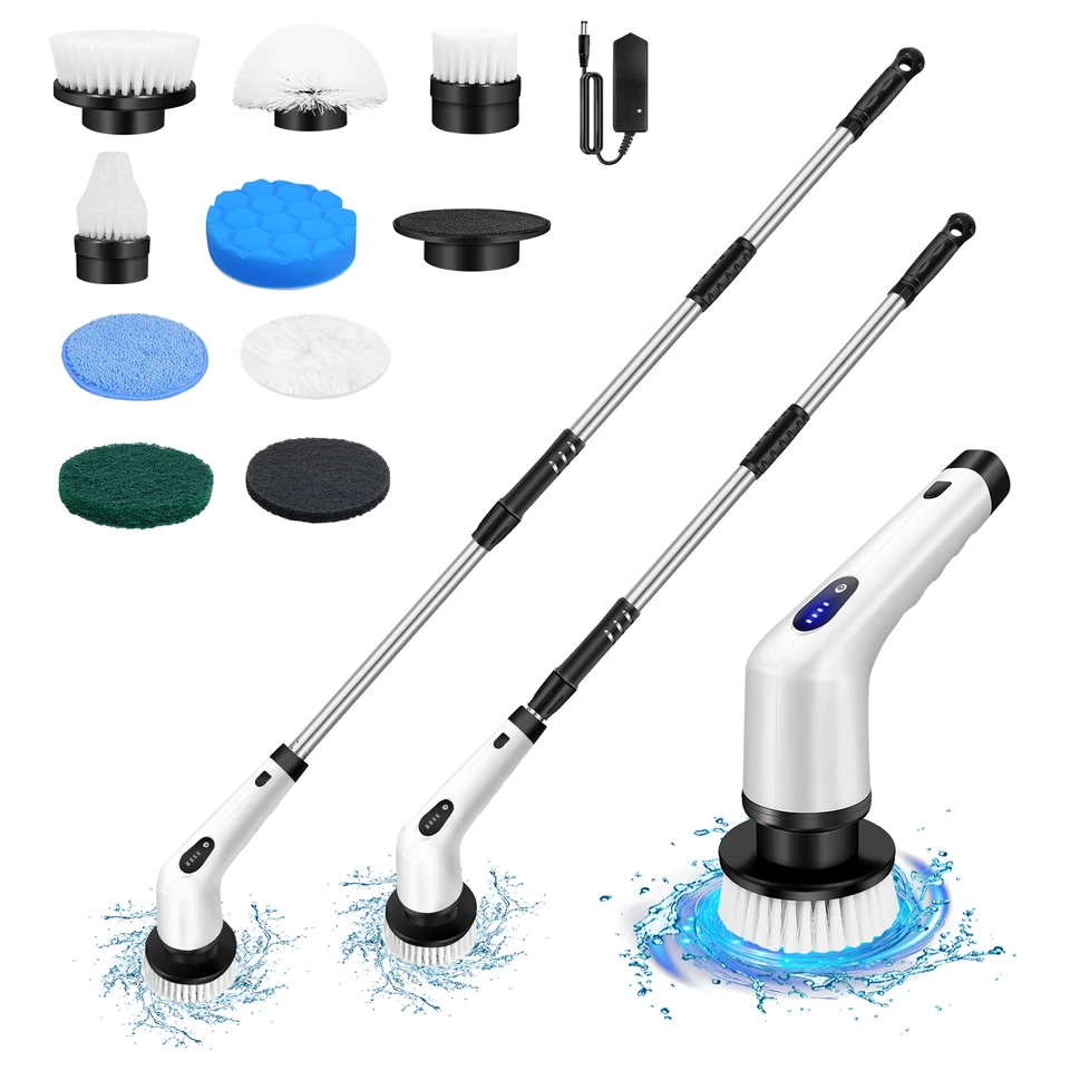 Cordless Electric Cleaning Brush 10-in-1 Multifunctional Spin Scrubber Kitchen Bathroom Cleaning Brush Rotary Cleaner