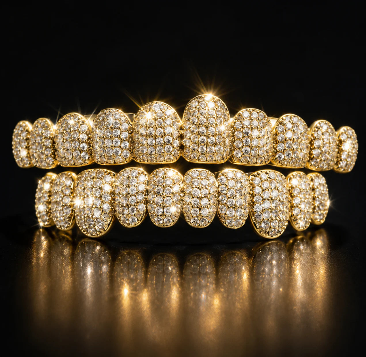 HIP HOP DIAMOND GRILLZ - Full diamond crusted grillz for maximum shine