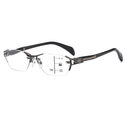 RETRO FRAMELESS METAL COLOR CHANGING READING GLASSES