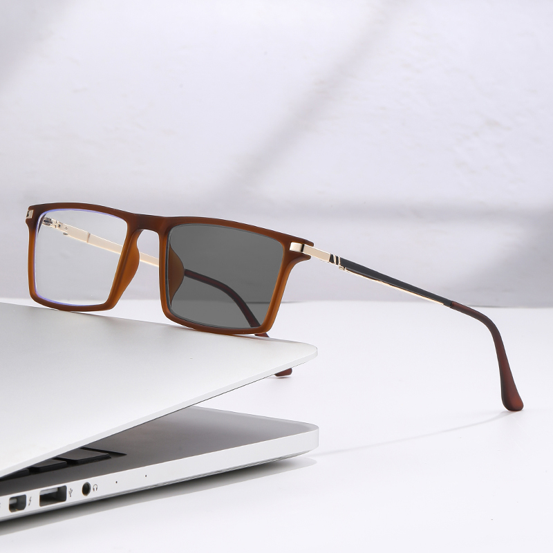 SQUARE SPRING LARGE FRAME PHOTOCHROMIC READING GLASSES