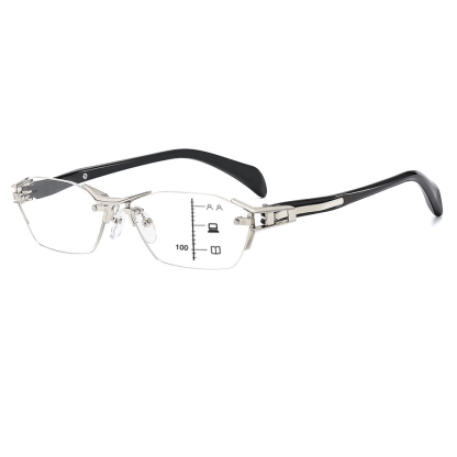 RETRO FRAMELESS METAL COLOR CHANGING READING GLASSES