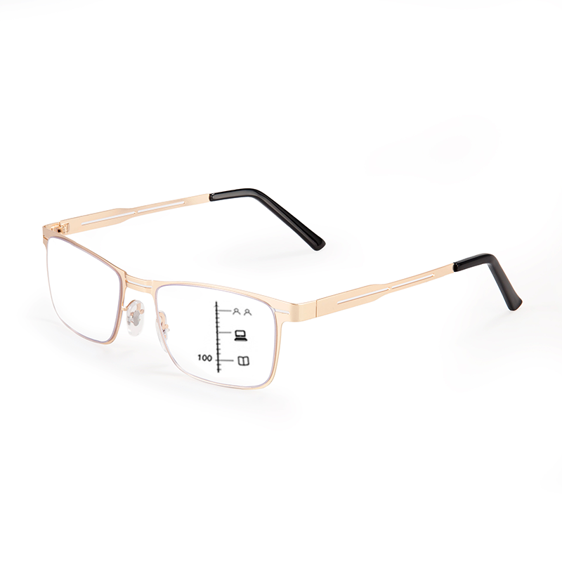 FASHION BUSINESS METAL LARGE FRAME MULTIFOCAL PHOTOCHROMIC GLASSES