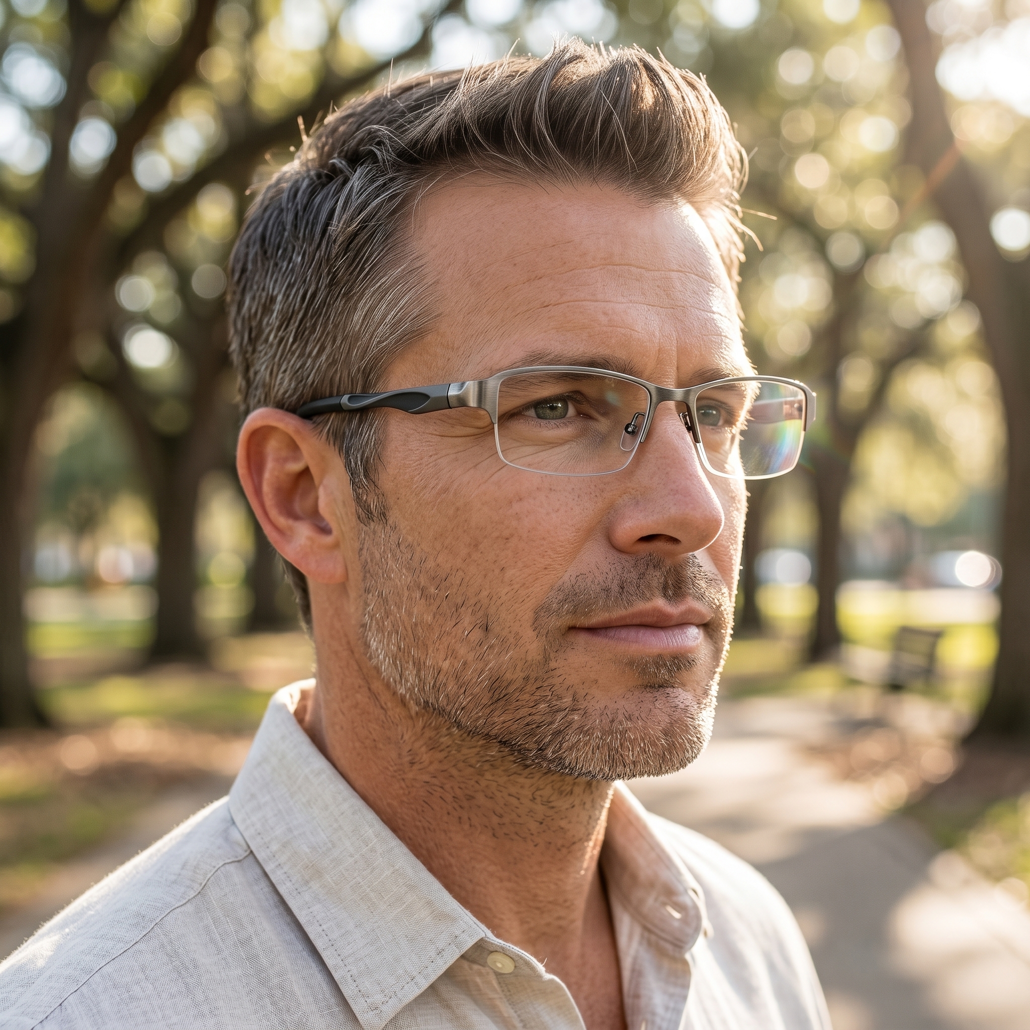 BUSINESS-STYLE SEMI-RIMLESS PHOTOCHROMIC MULTIFOCAL READING GLASSES