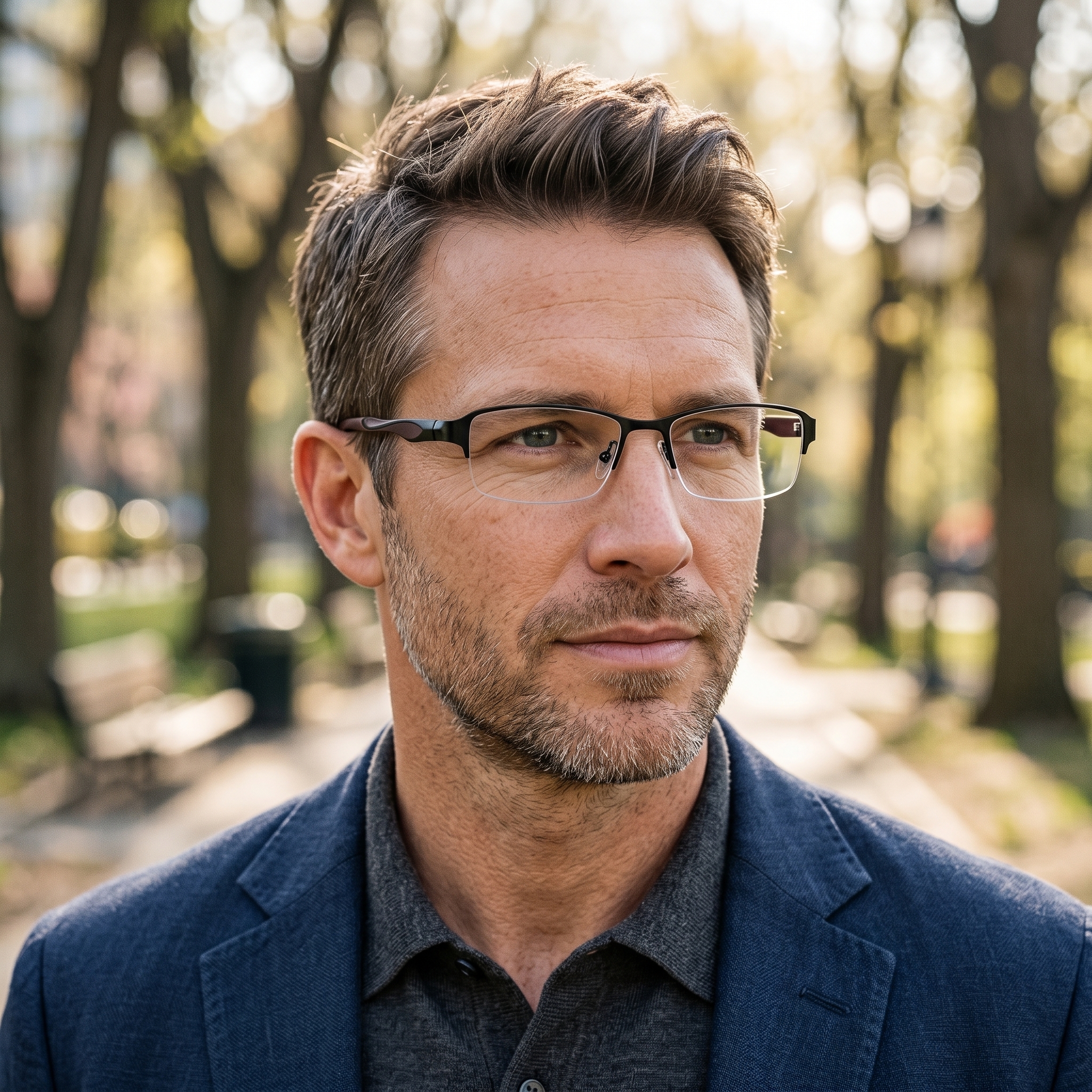 BUSINESS-STYLE SEMI-RIMLESS PHOTOCHROMIC MULTIFOCAL READING GLASSES