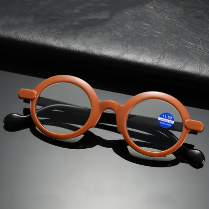 ROUND FRAME FASHION RETRO PROGRESSIVE ANTI-BLUE LIGHT READING GLASSES