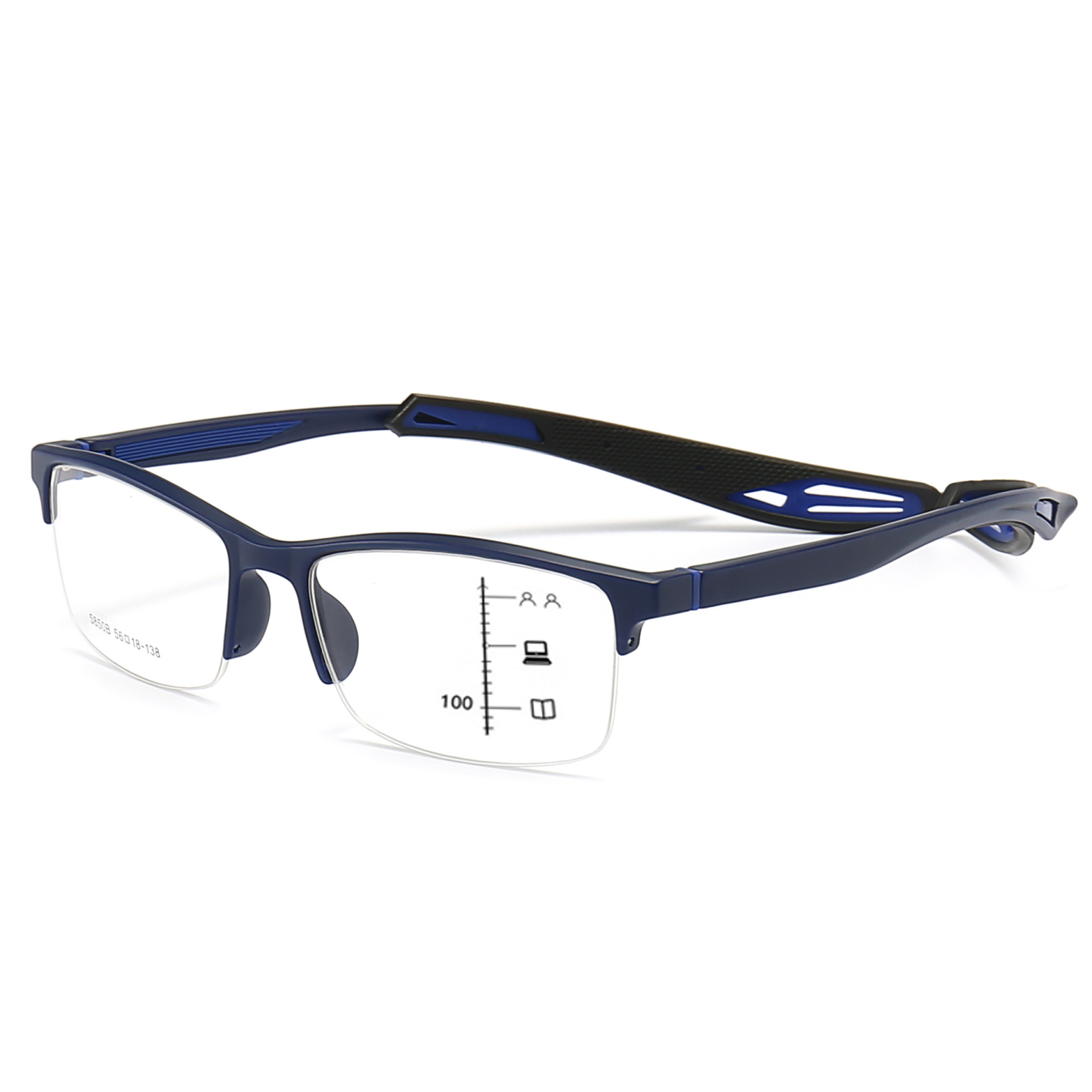 SPORTS HALF-FRAME LONG-LEG COMFORTABLE BLUE LIGHT BLOCKING PHOTOCHROMIC GLASSES