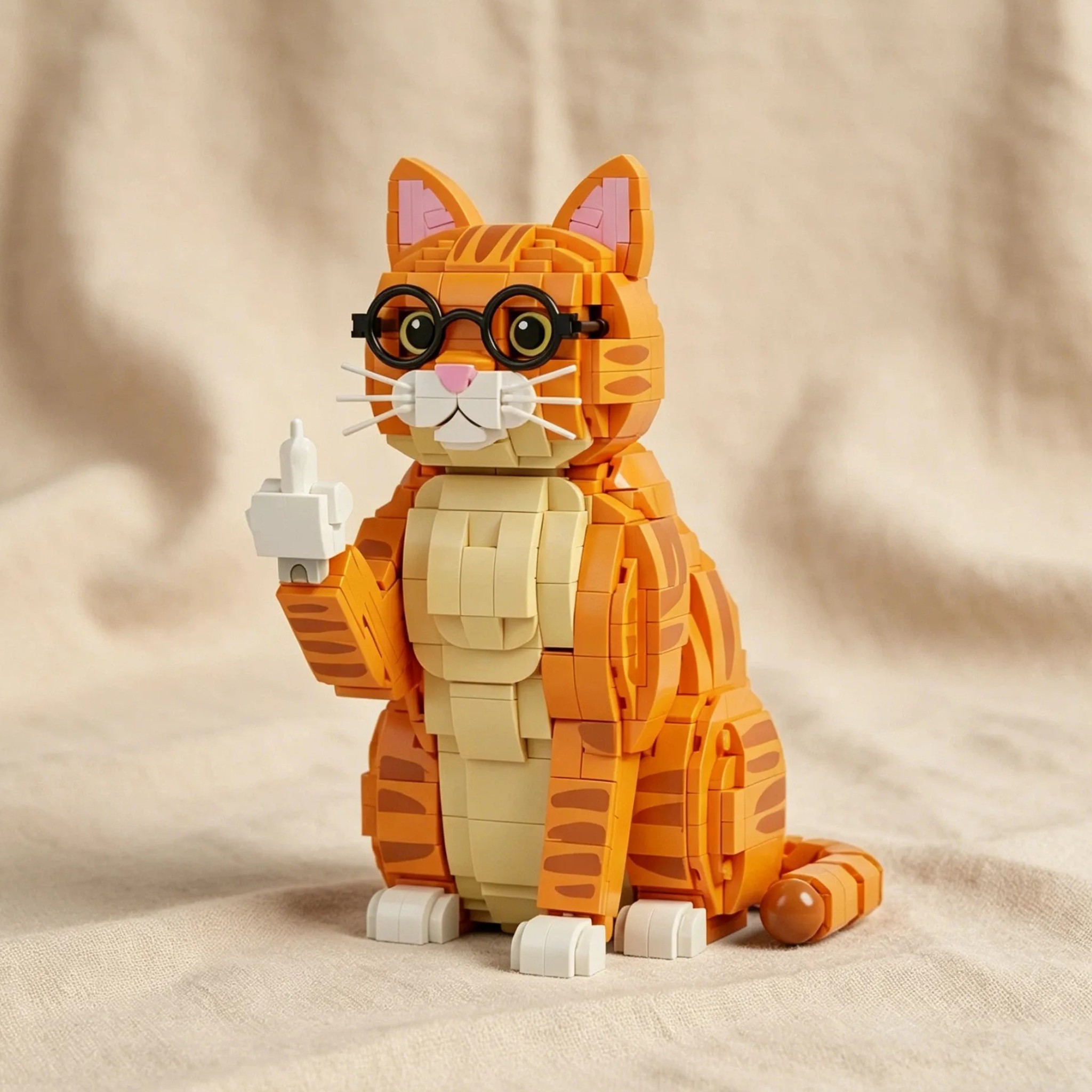 Sarcastic Orange Cat Building Block Set 😼🖕