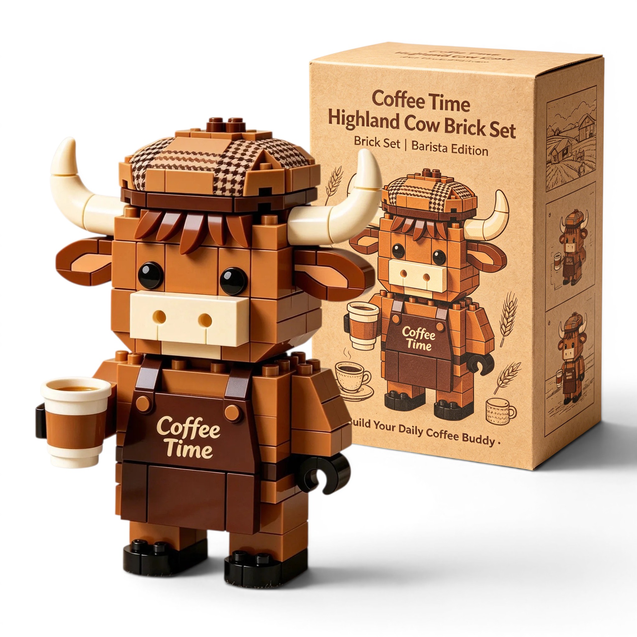Coffee Time Highland Cow Brick Set | Barista Edition☕