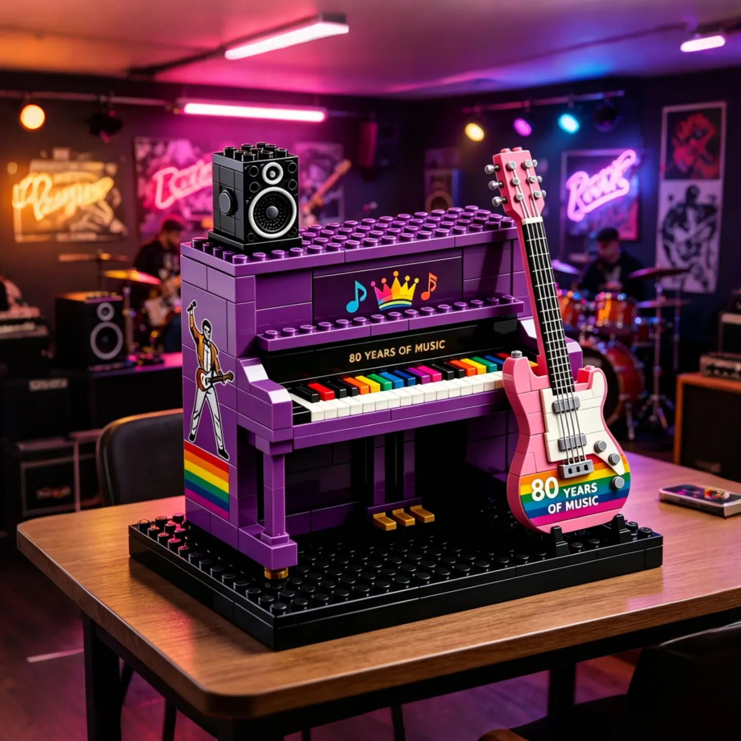 🌈 80th Birthday & Pride Month Limited Edition Piano & Guitar Brick Set🎹🎸