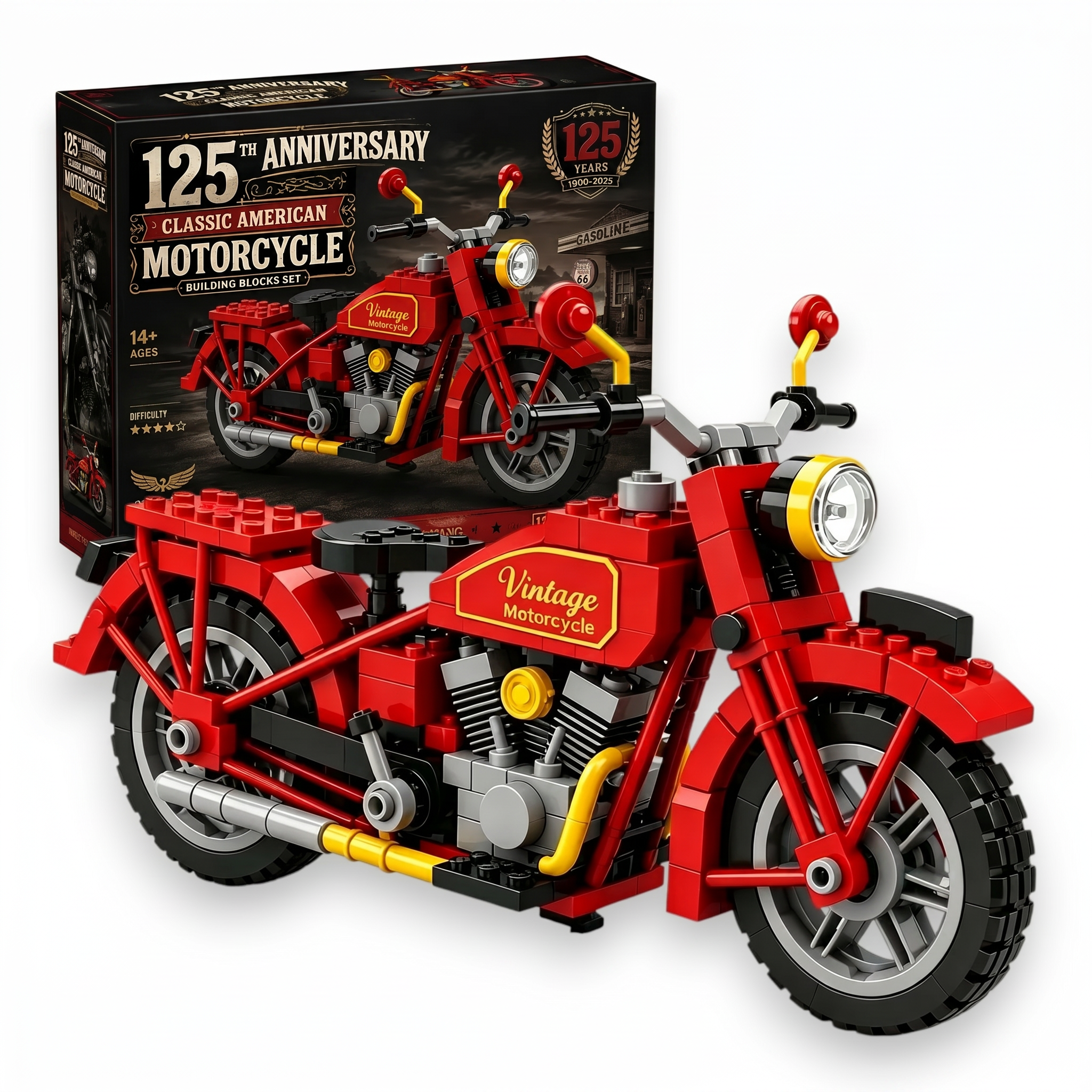 🏍️ 125th Anniversary Classic American Motorcycle Building Blocks Set