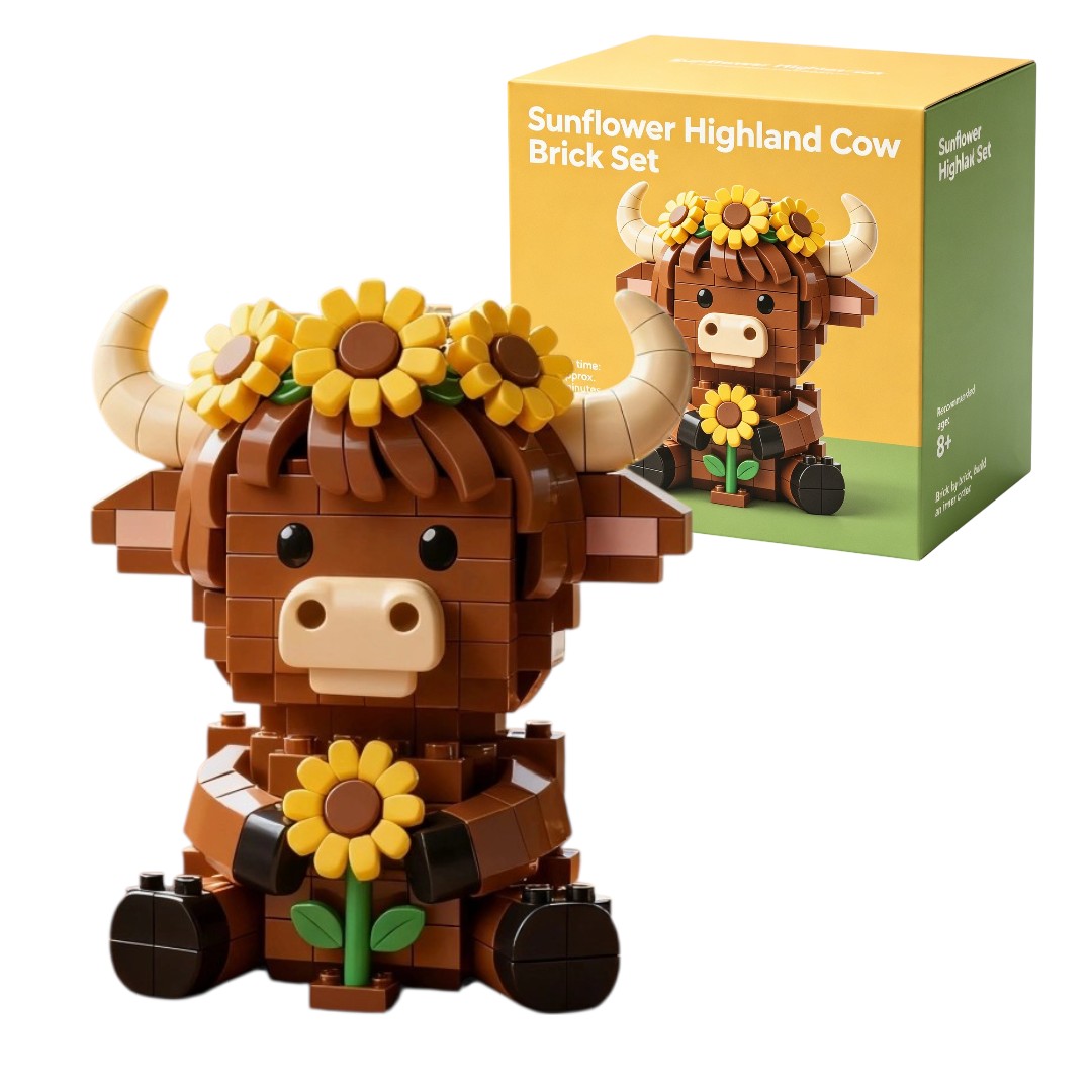 Sunflower Highland Cow Brick Set🌻🐂