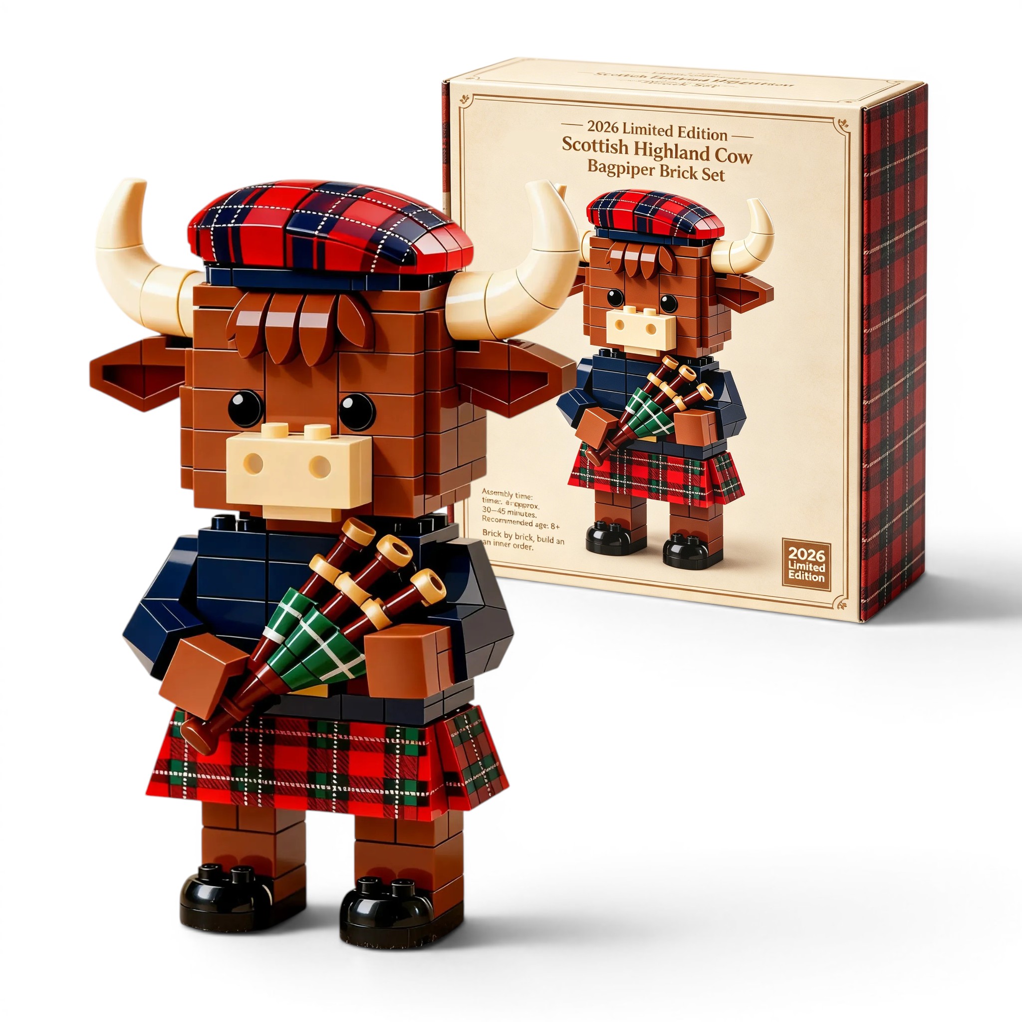 2026 Limited Edition--Scottish Highland Cow Bagpiper Brick Set🐂