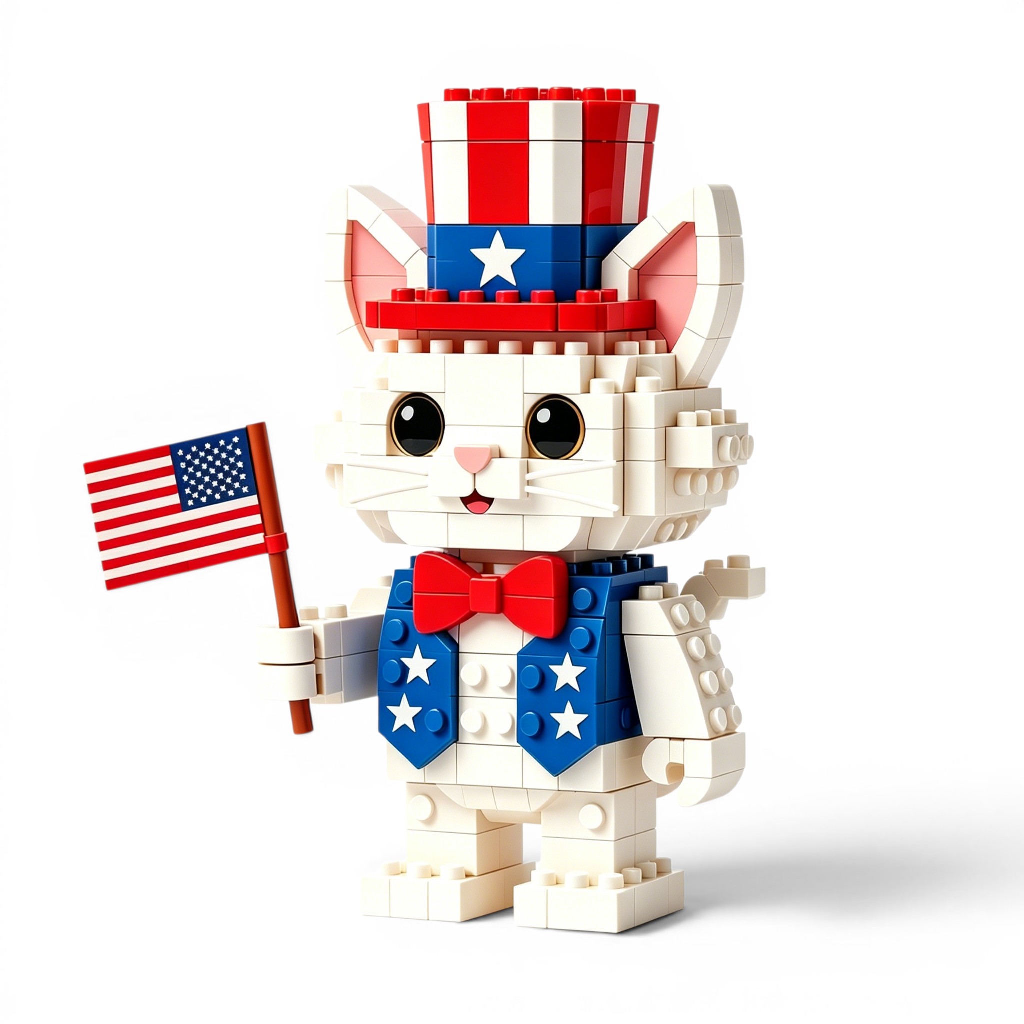 🐱 Uncle Sam Patriotic Cat Building Blocks