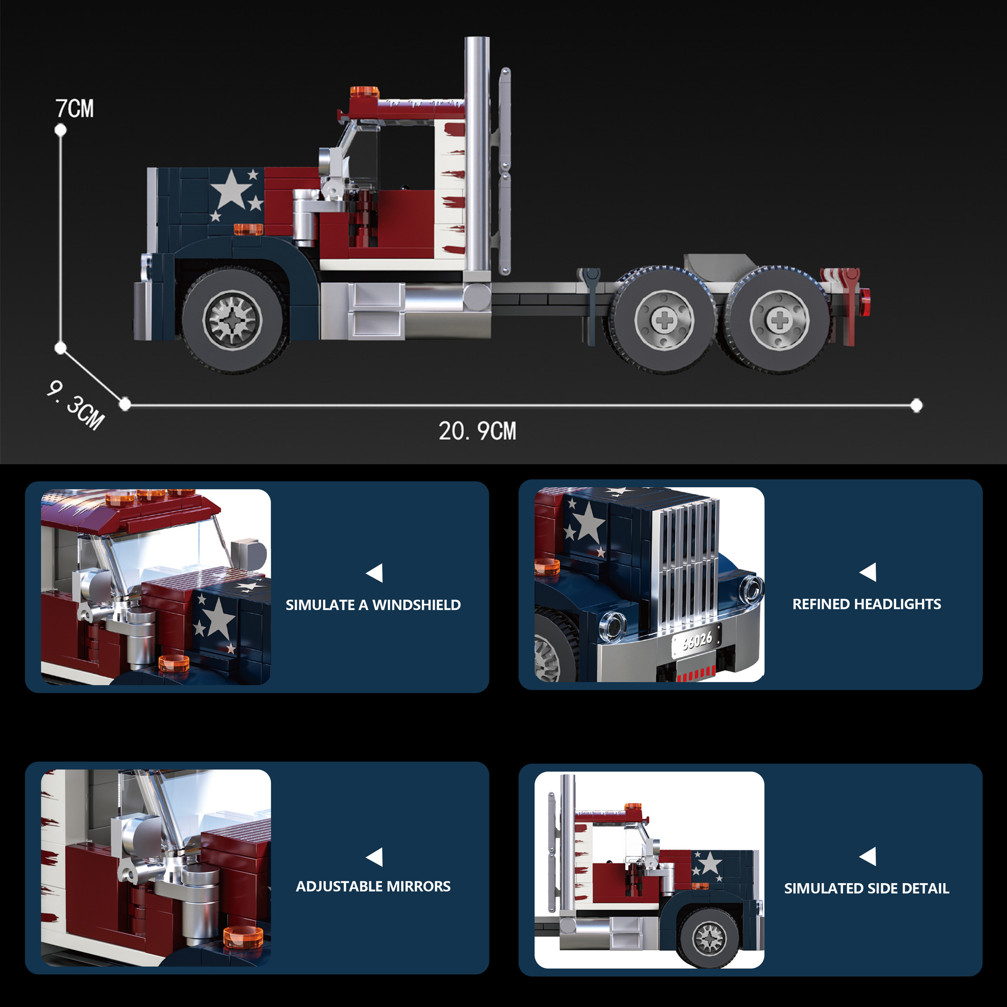 American Classic Semi-Truck Building Set | Collector-Grade USA Style Truck Model