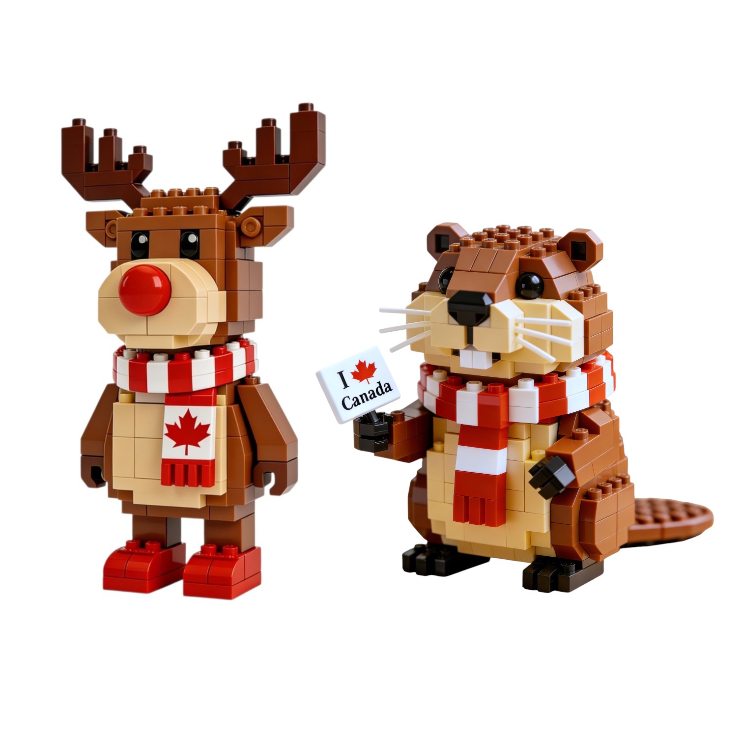 🦫🦌Canada Day Icon Duo: Moose & Beaver Building Blocks Set